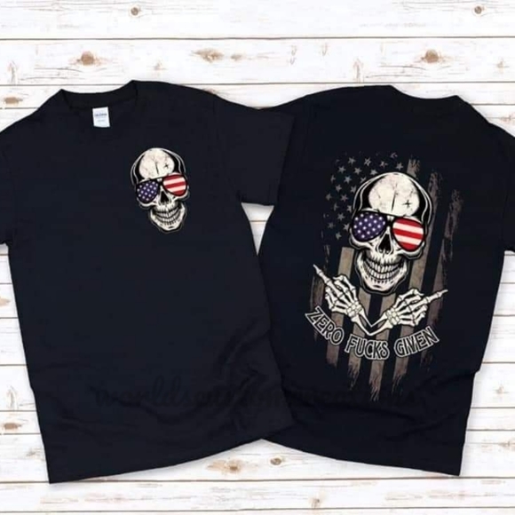 Other - Mens Zero Fcks given patriotic skull tee